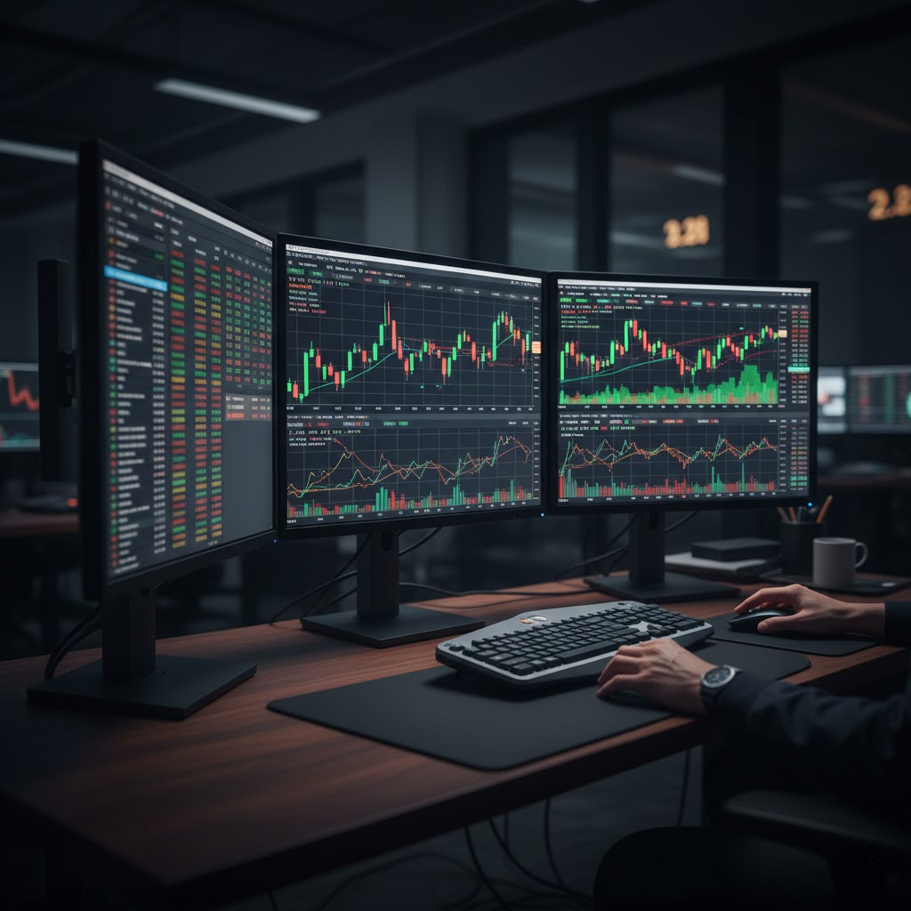 Multi-screen financial monitoring workstation powered by a DisplayLink docking station