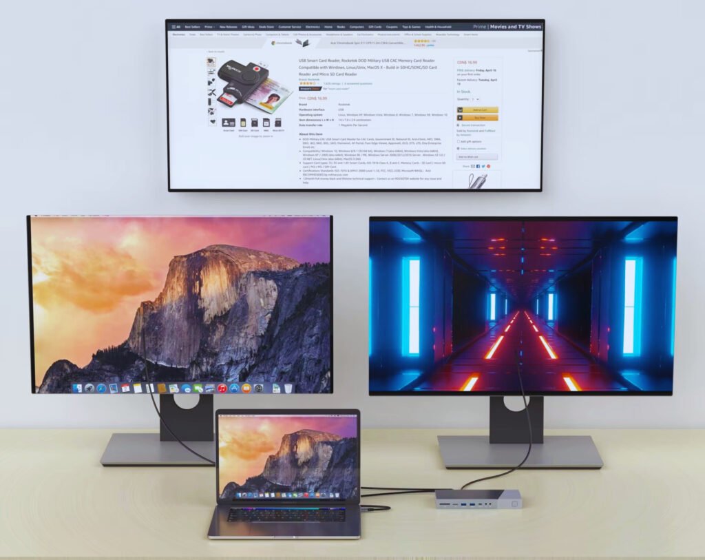 Multi-monitor workstation setup using DisplayLink docking station